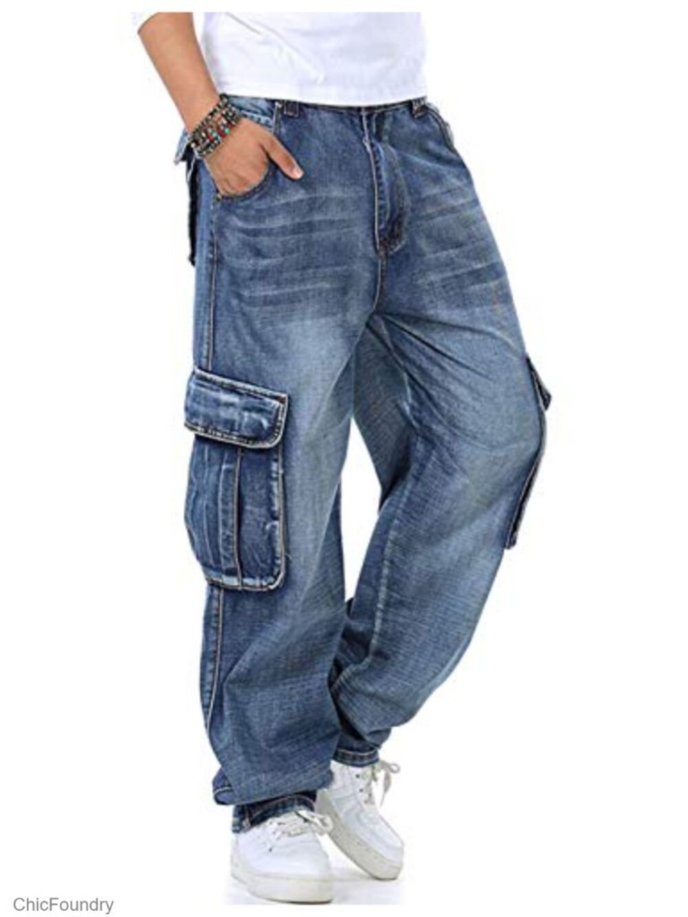 Baggy Cargo Jeans Vintage Washed Multi Pockets Streetwear Skate Jeans Hip Hop